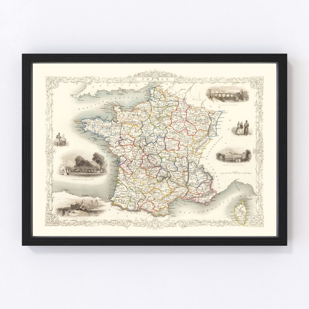 Vintage Map of France 1851