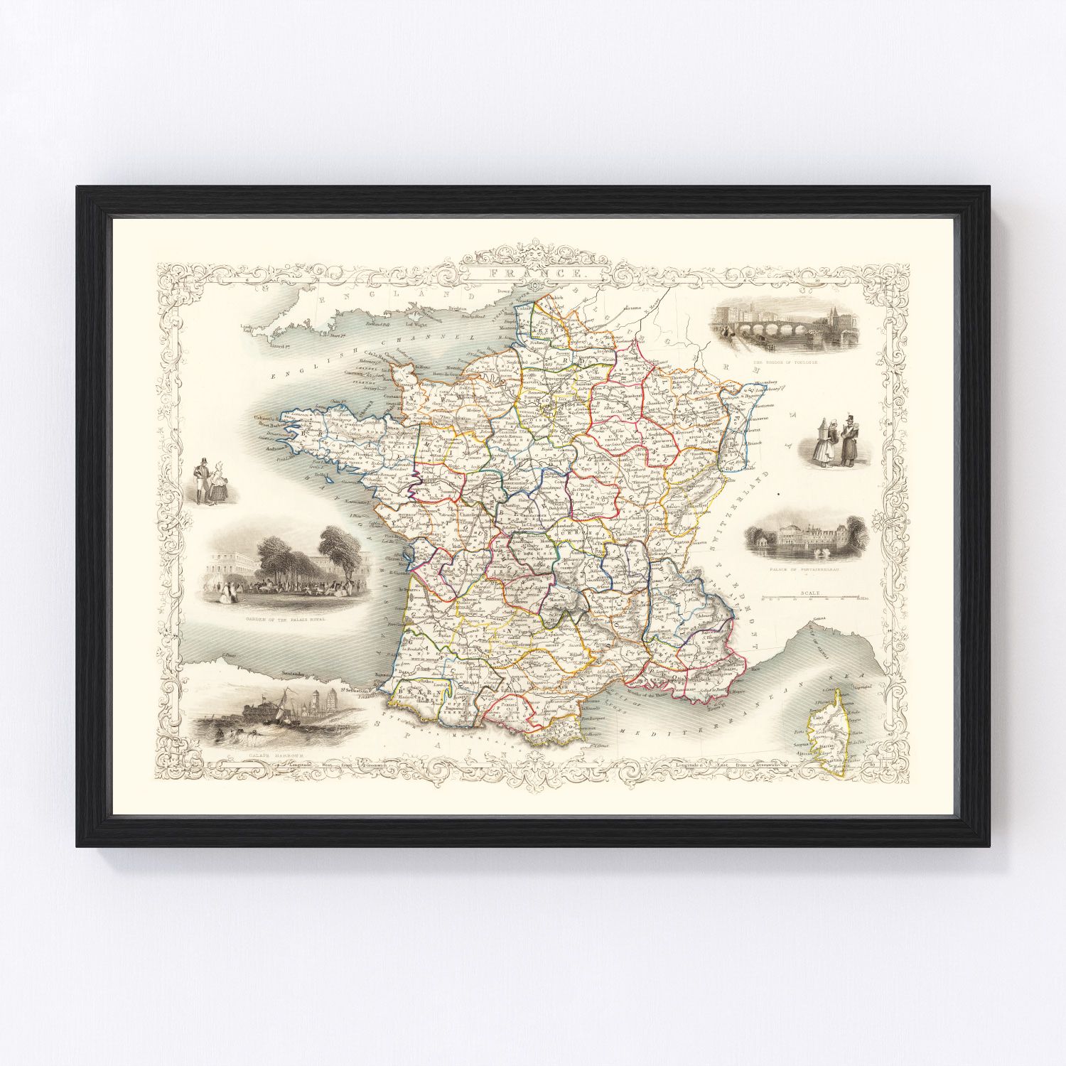 Vintage Map of France 1851