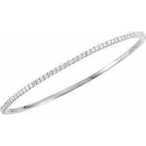 14K White Gold 3 CTW Lab-Grown Diamond Stackable Bangle 8" Bracelet – image 2