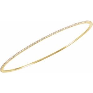 14K Yellow Gold 1 CTW Natural Diamond Stackable Bangle 8" Bracelet – image 2