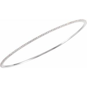 14K White Gold 1 CTW Natural Diamond Stackable Bangle 8" Bracelet – image 2
