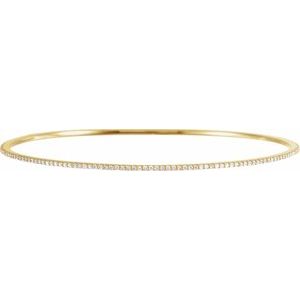 14K Yellow Gold 1 CTW Natural Diamond Stackable Bangle 8" Bracelet