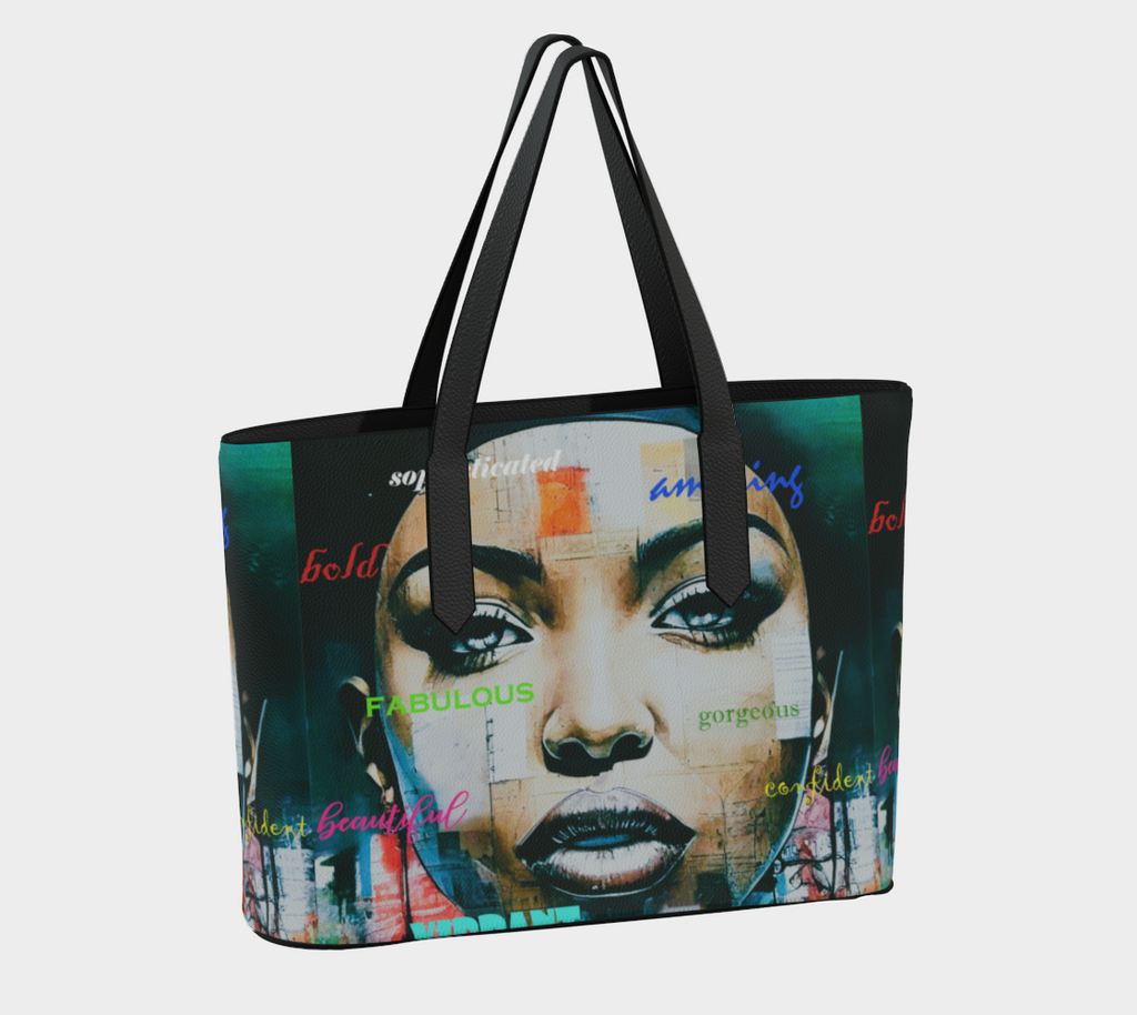 Beautiful Confident Woman Vegan Leather Tote Bag