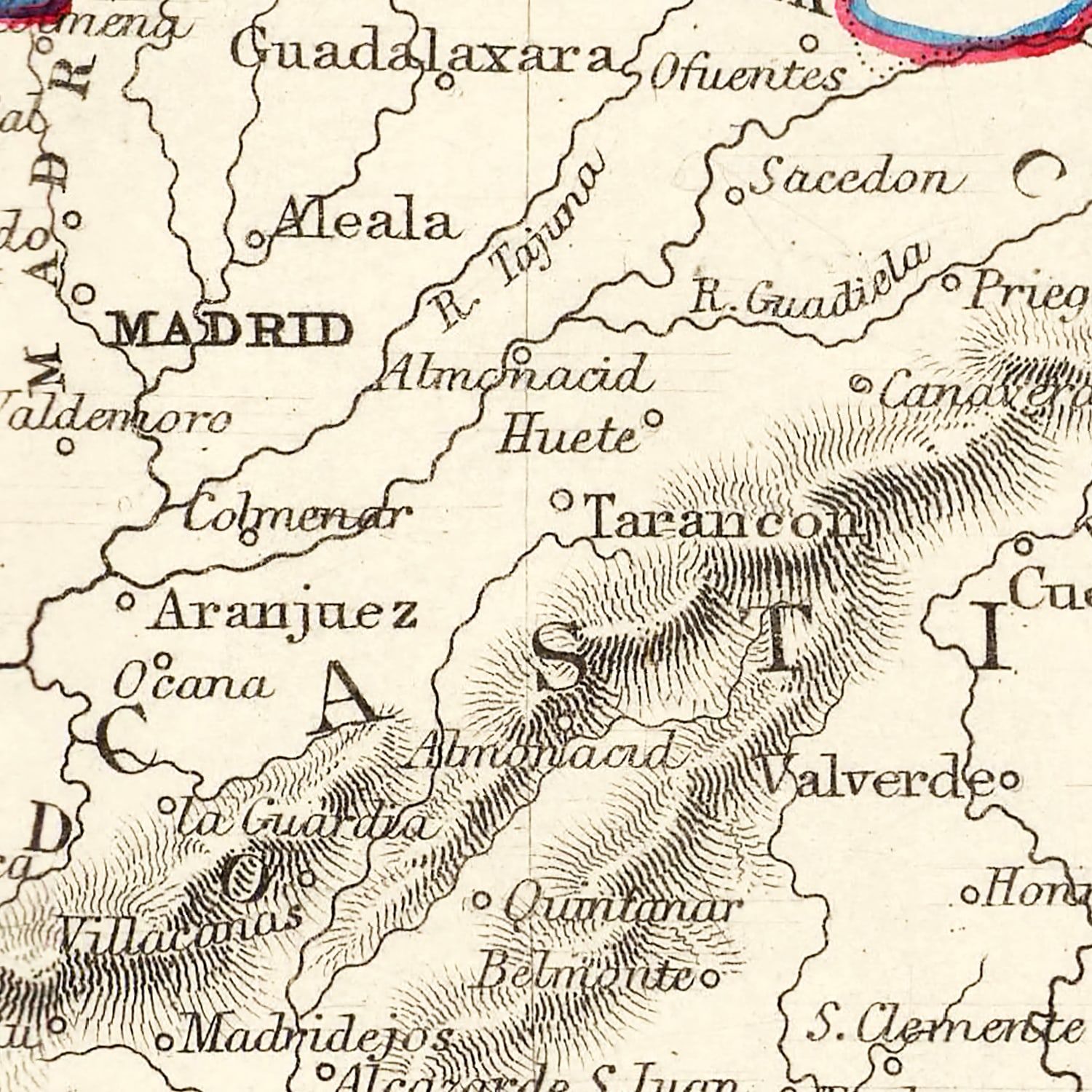 Vintage Map of Portugal & Spain 1851