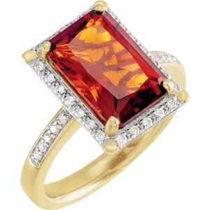 14K Yellow Gold Natural Madeira Citrine & 1/5 CTW Natural Diamond Ring
