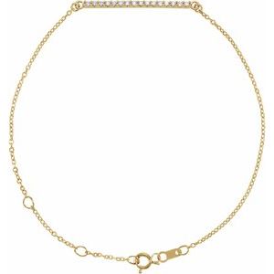 14K Yellow Gold 1/8 CTW Natural Diamond Bar 6 1/2-71/2" Bracelet
