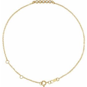 14K Yellow Gold .07 CTW Natural Diamond Bar 6 1/2-7 1/2" Bracelet