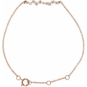 14K Rose Gold 1/3 CTW Natural Diamond  Bar 6-7" Bracelet