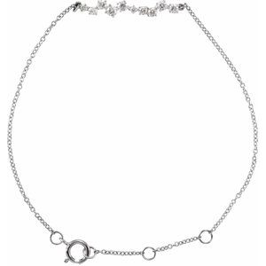 14K White Gold 1/3 CTW Natural Diamond  Bar 6-7" Bracelet