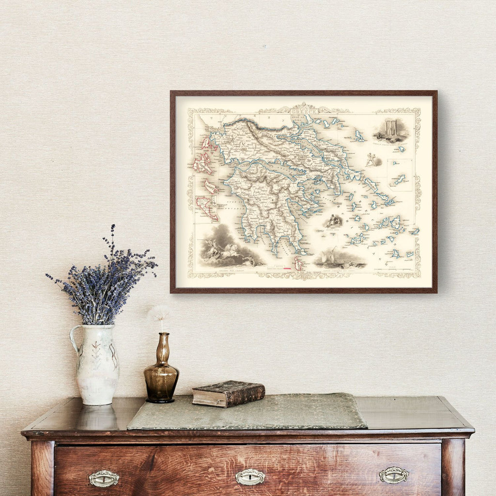 Vintage Map of Greece 1851
