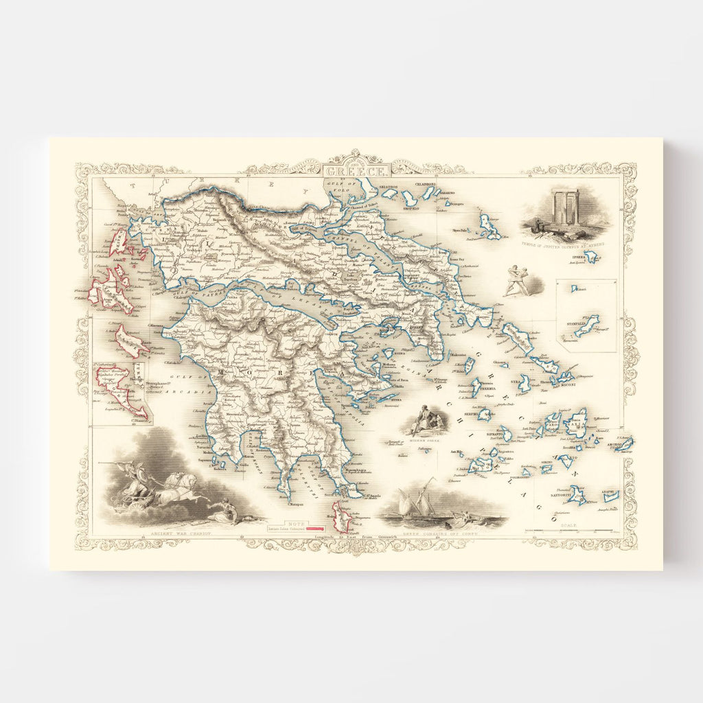 Vintage Map of Greece 1851