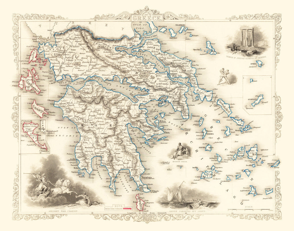 Vintage Map of Greece 1851