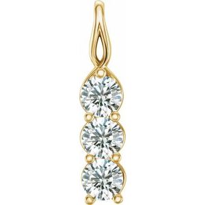 14K Yellow Gold 9/10 CTW Natural Diamond Three-Stone Pendant