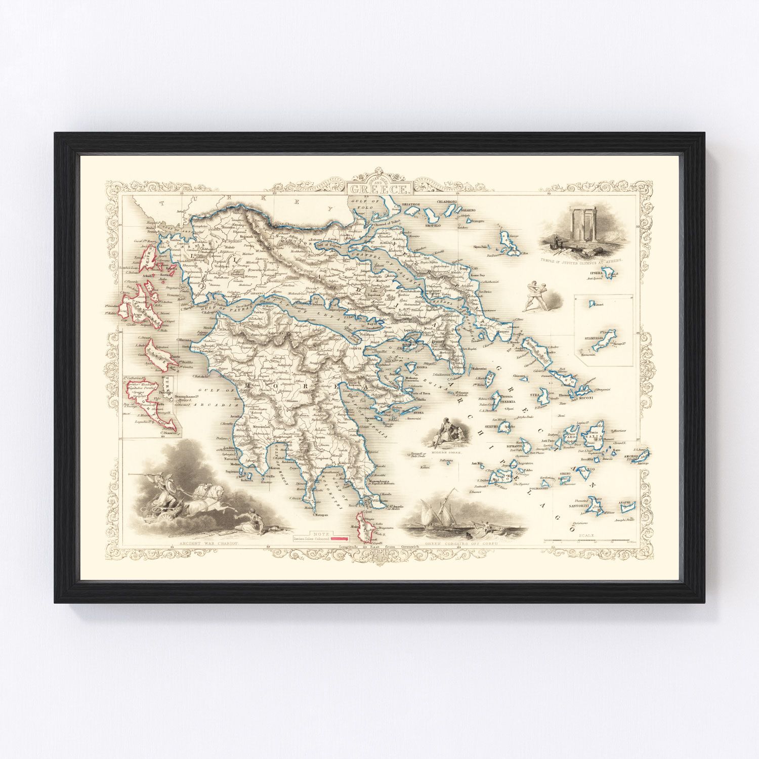 Vintage Map of Greece 1851