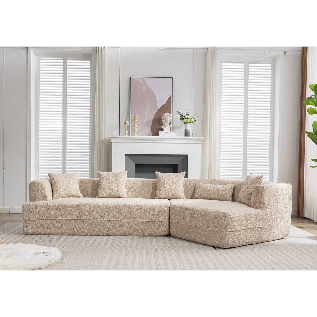 [VIDEO PROVIDED][ New And Upgraded Extended Edition]Modular sofa , modern minimalist style sofa,  upholstered ,  free combination, round fiber fabric, anti-wrinkle fabric,Dimension extension,Brown