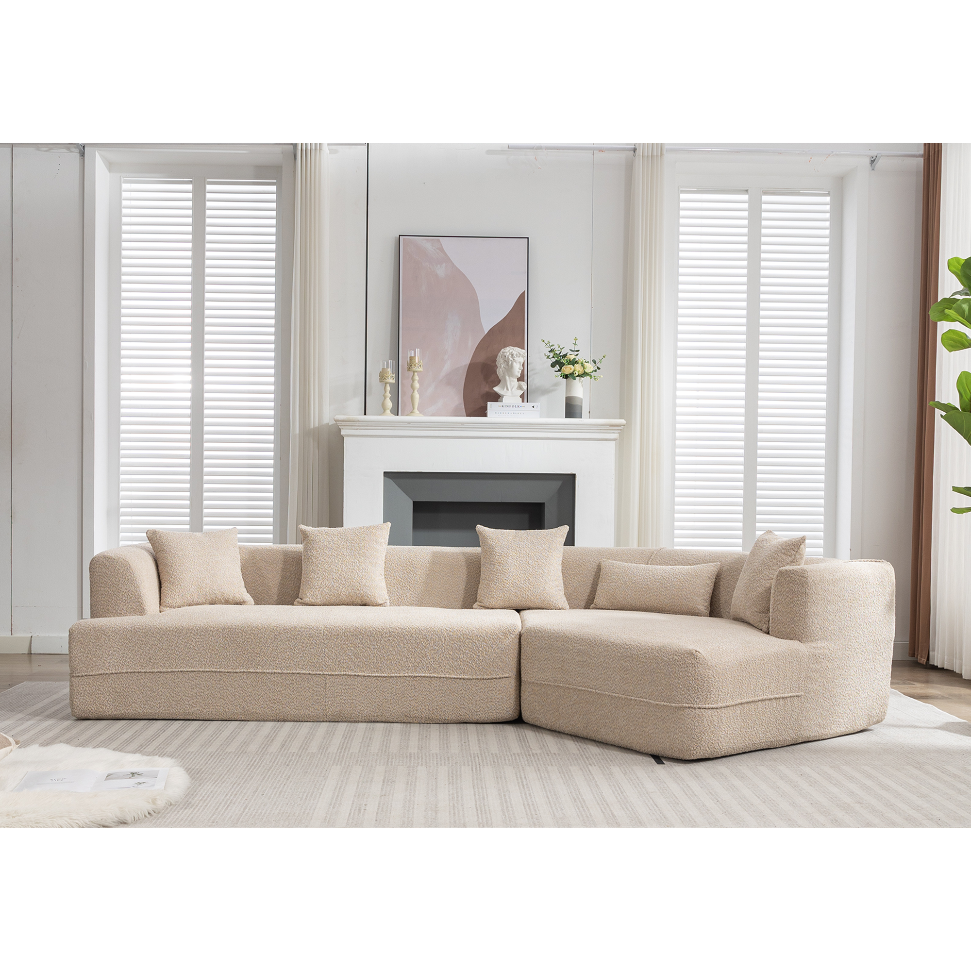 [VIDEO PROVIDED][ New And Upgraded Extended Edition]Modular sofa , modern minimalist style sofa,  upholstered ,  free combination, round fiber fabric, anti-wrinkle fabric,Dimension extension,Brown