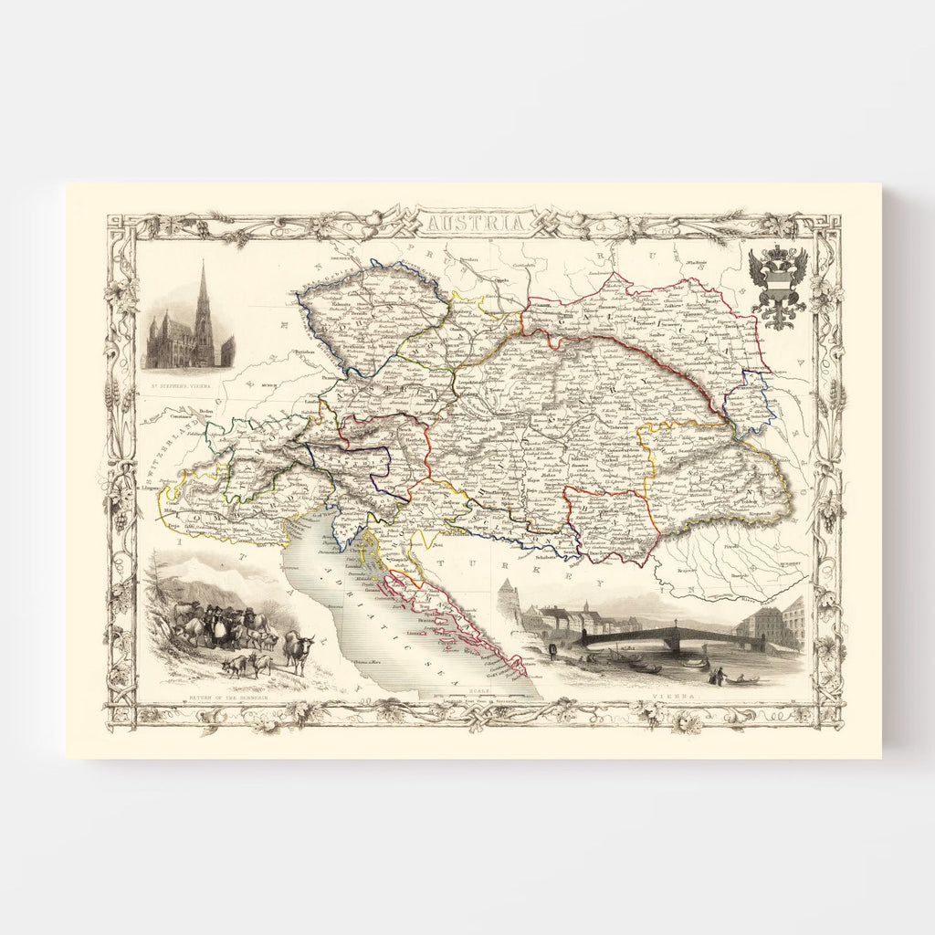Vintage Map of Austria 1851