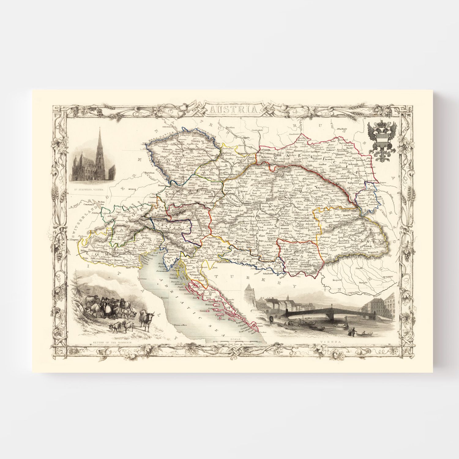 Vintage Map of Austria 1851