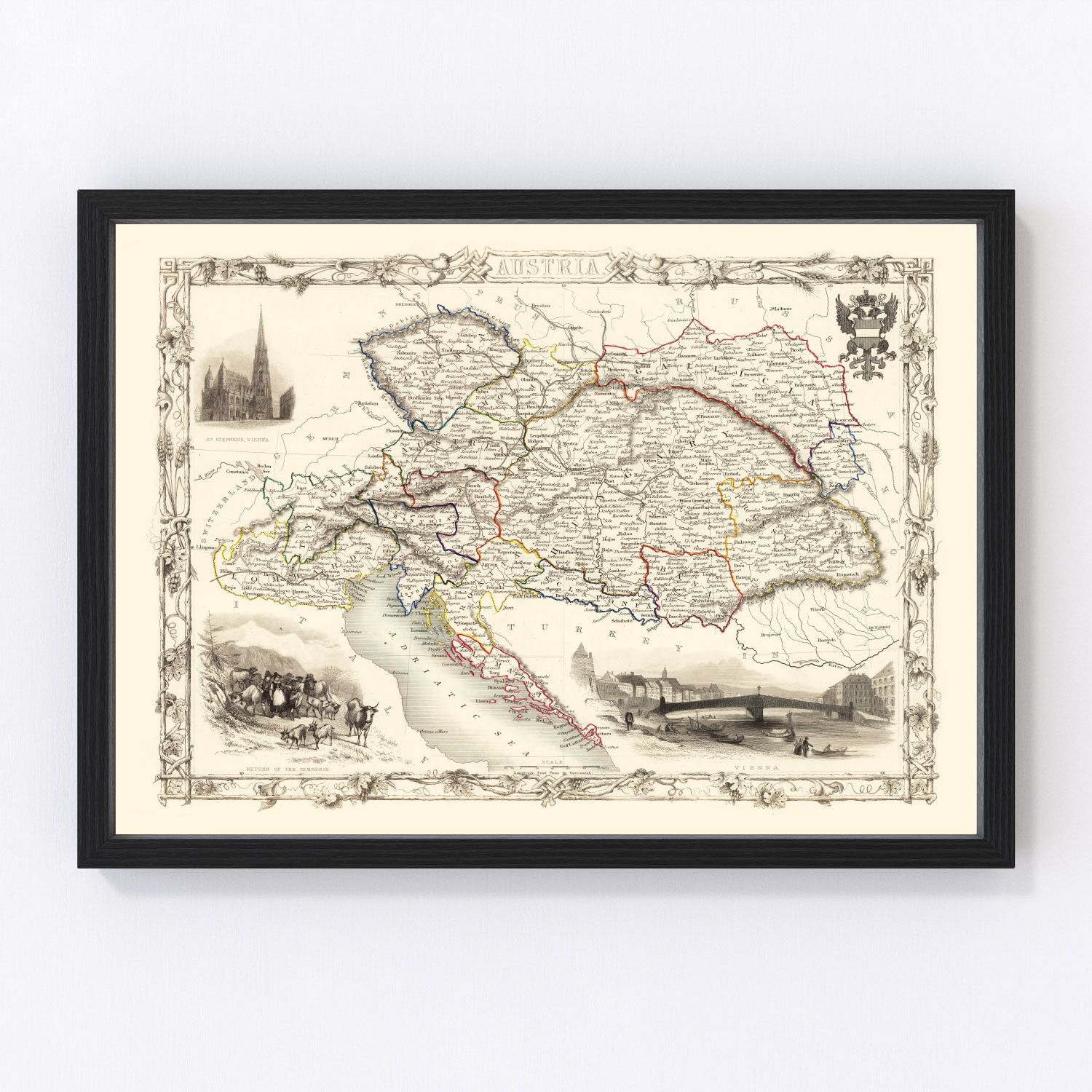 Vintage Map of Austria 1851