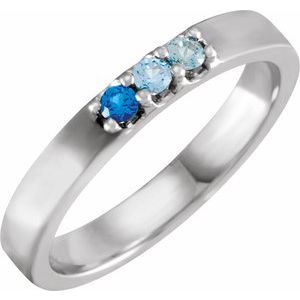 Sterling Silver Natural Blue Multi-Gemstone Midi Ring