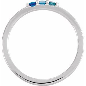 14K White Gold Natural Blue Multi-Gemstone Midi Ring