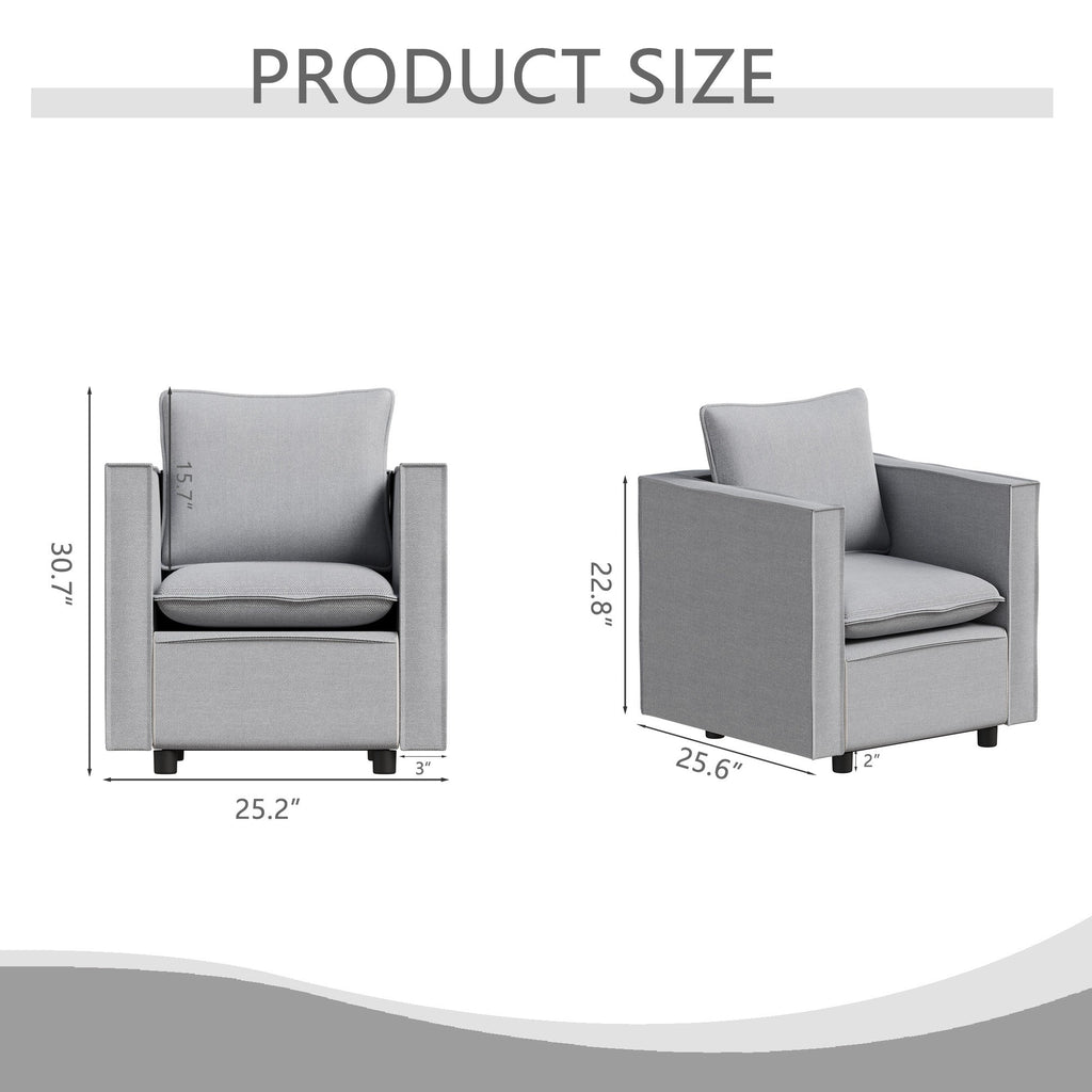 Decorative chair, comfortable gray single sofa chair, soft breathable seat cushion, soft cushion armchair, modern comfortable sofa chair in bedroom/corner/reading room