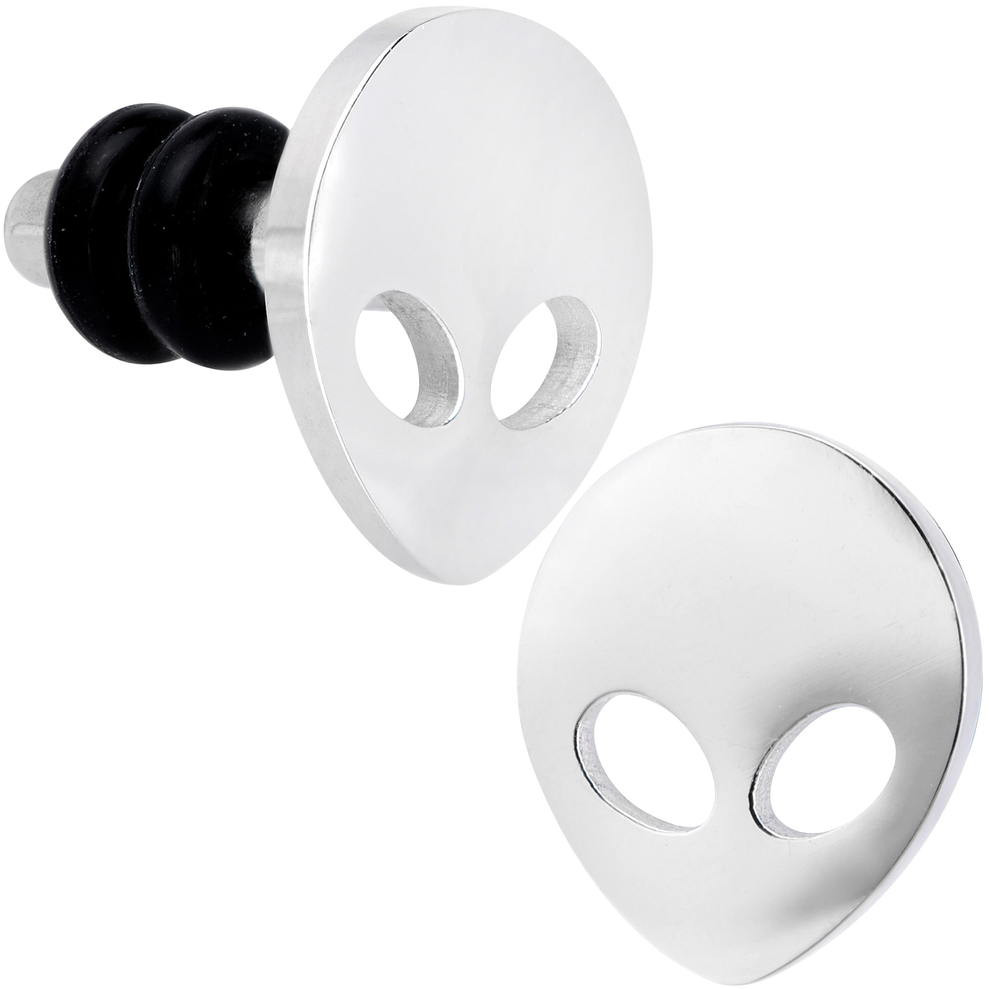 Steel Space Alien Single Flare Plug Set 14G to 2G