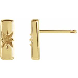 14K Yellow Gold 2 mm Round Accented Bar Earring Mounting