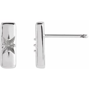 Sterling Silver 2 mm Round Accented Bar Earring Mounting