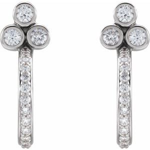 Sterling Silver 1/2 CTW Natural Diamond Hoop Earrings – image 2