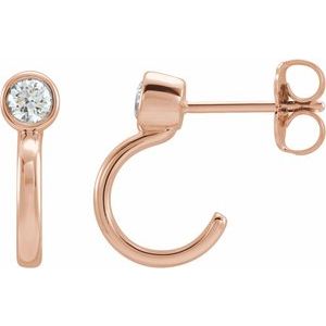 14K Rose Gold 1/5 CTW Natural Diamond Huggie J-Hoop Earring