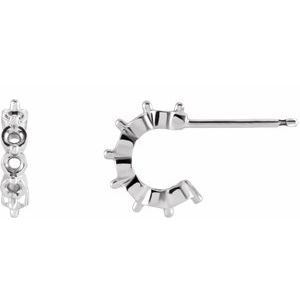 14K White Gold 2 mm Round 9.25 mm Hoop Earring Mounting