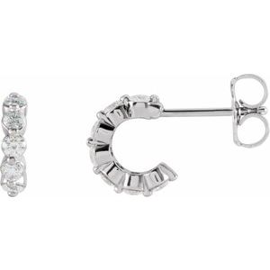Sterling Silver 3/8 CTW Natural Diamond 9.25 mm Hoop Earrings