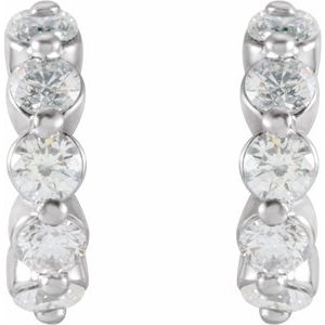 Sterling Silver 3/8 CTW Natural Diamond 9.25 mm Hoop Earrings – image 2