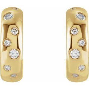 14K Yellow Gold 1/10 CTW Natural Diamond Hoop Earrings – image 2
