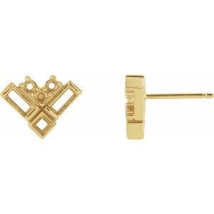 14K Yellow Gold Cluster Earring Mounting