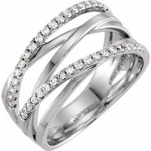14K White Gold 1/3 CTW Natural Diamond Criss-Cross Ring