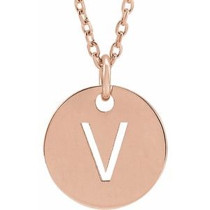 18K Rose Gold-Plated Sterling Silver Initial V 16-18" Necklace – image 3