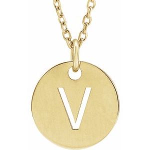 18K Yellow Gold-Plated Sterling Silver Initial V 16-18" Necklace – image 3