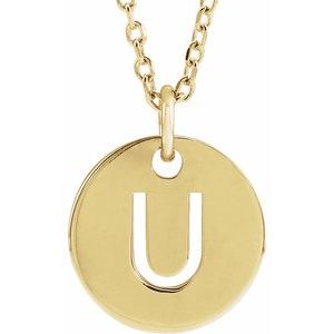 18K Yellow Gold-Plated Sterling Silver Initial U 16-18" Necklace – image 3