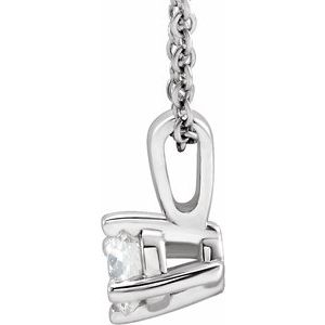 Platinum 1/4 CT Natural Diamond Solitaire 16-18" Necklace