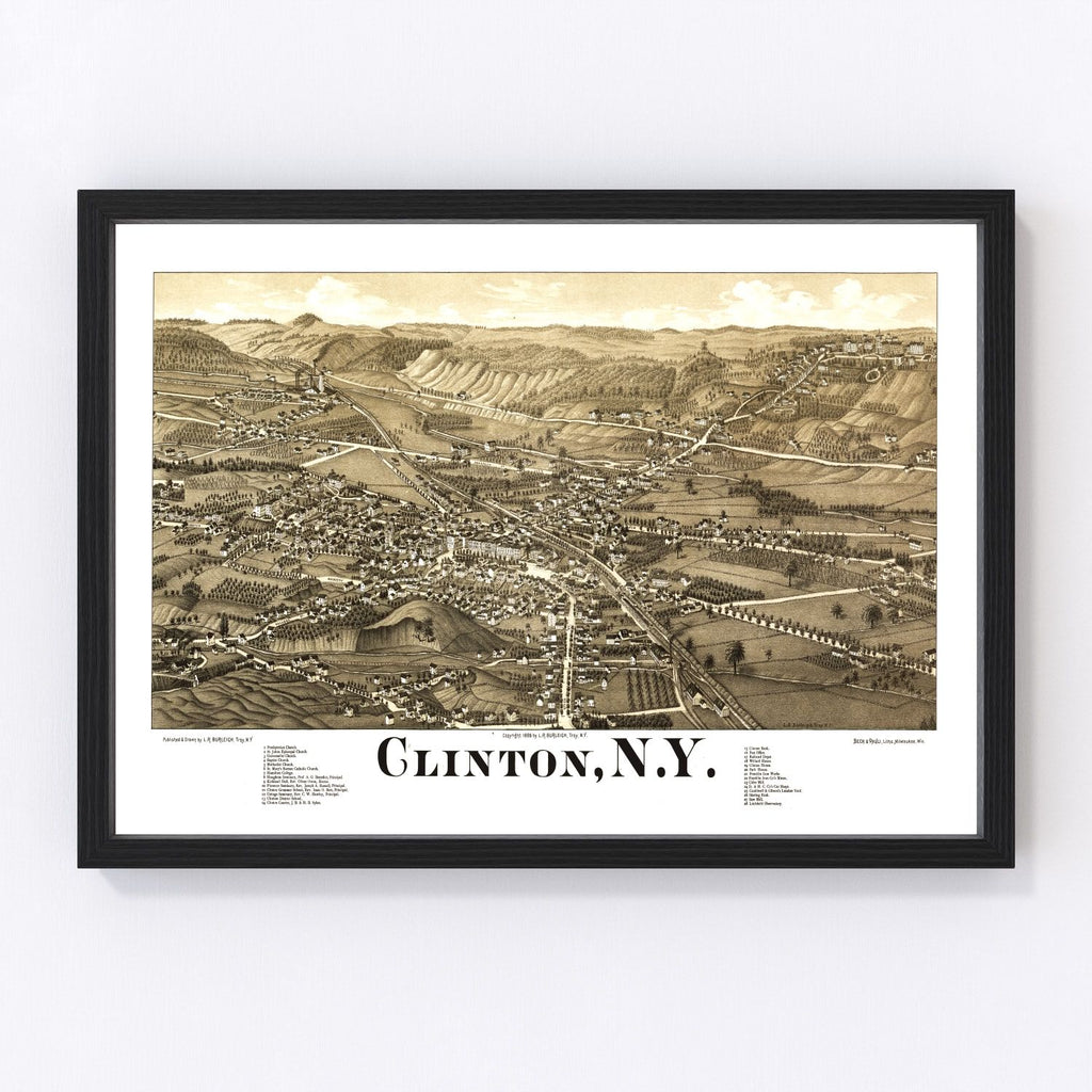 Vintage Map of Clinton, New York 1885