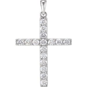 Platinum 1 3/8 CTW Natural Diamond Cross Pendant