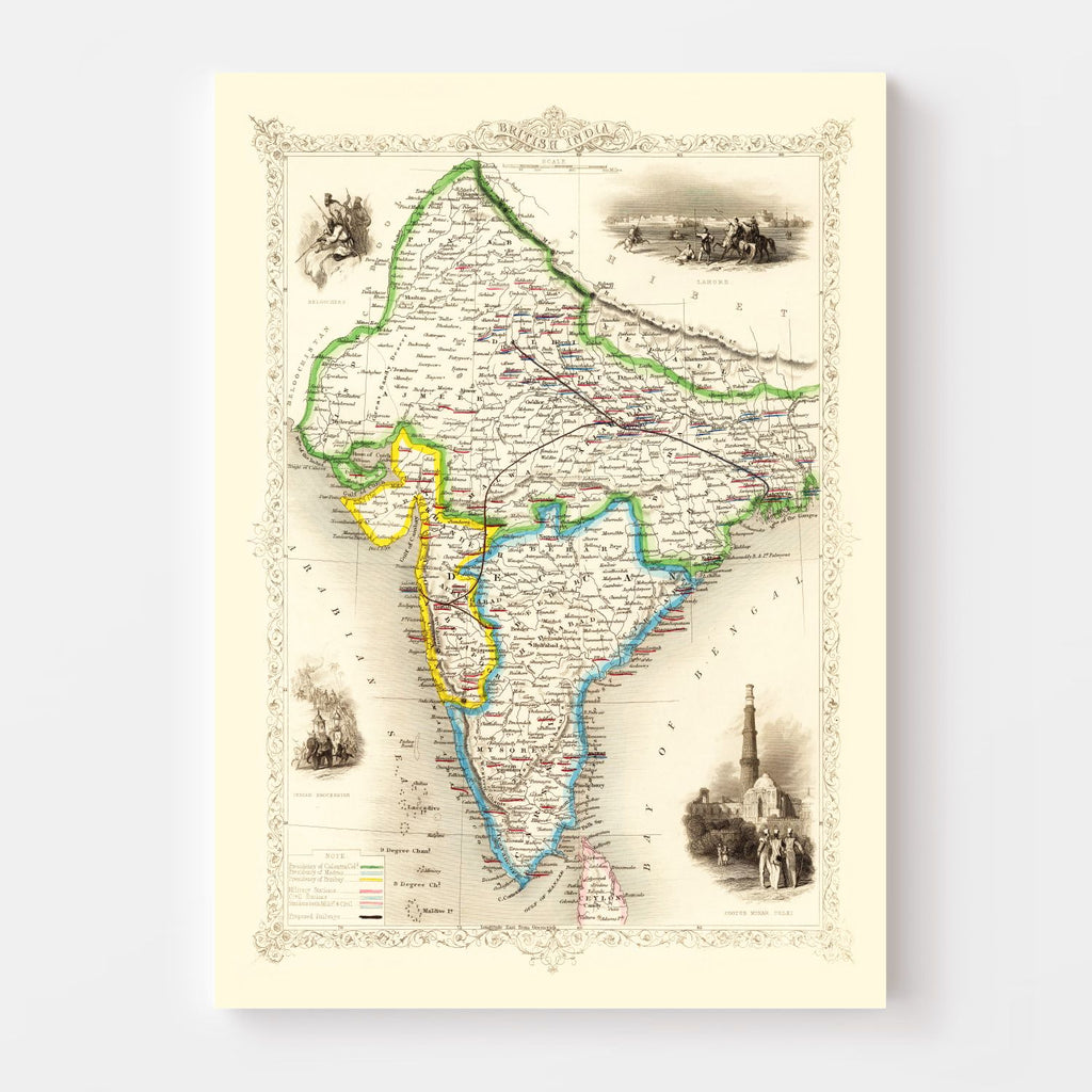 Vintage Map of British India 1851