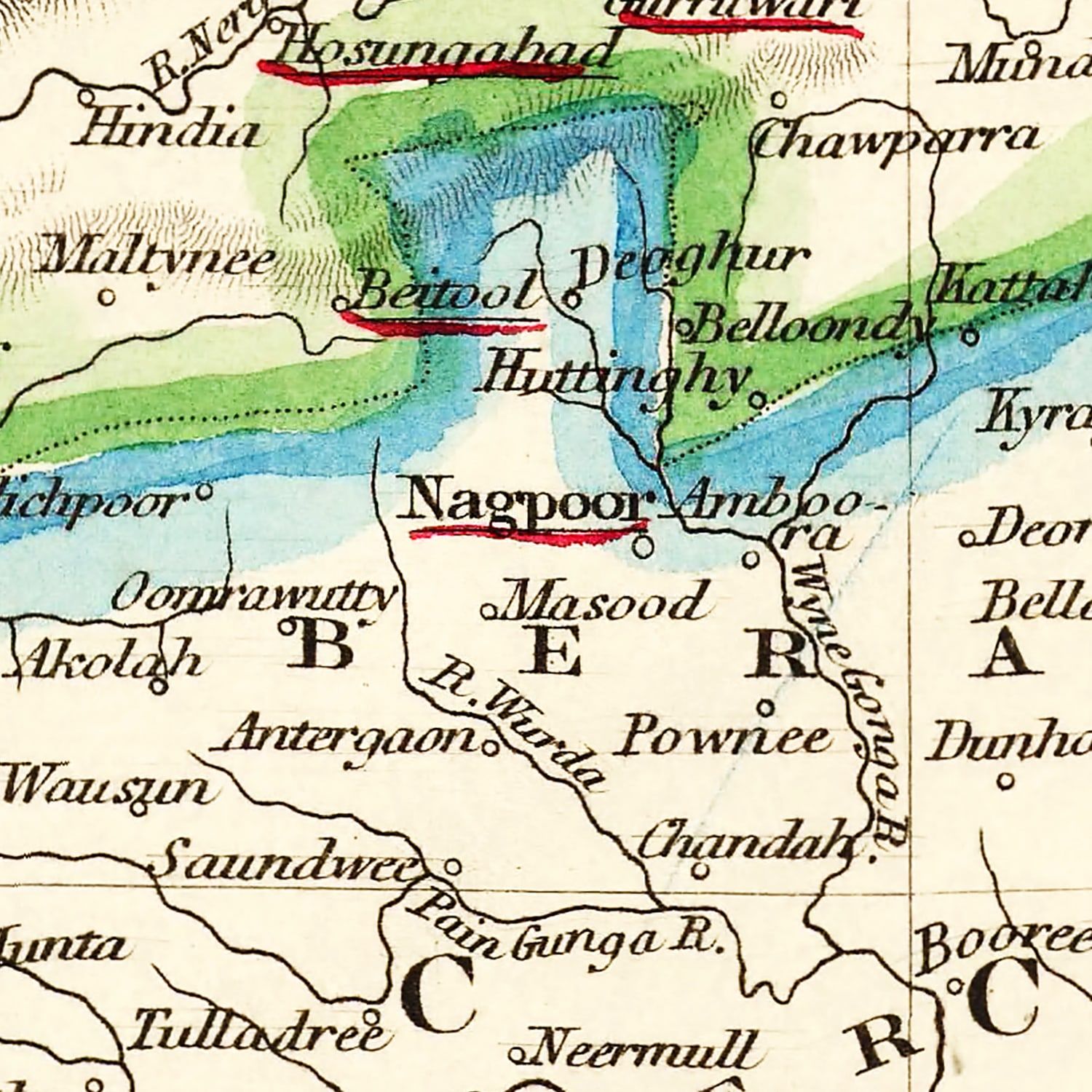 Vintage Map of British India 1851