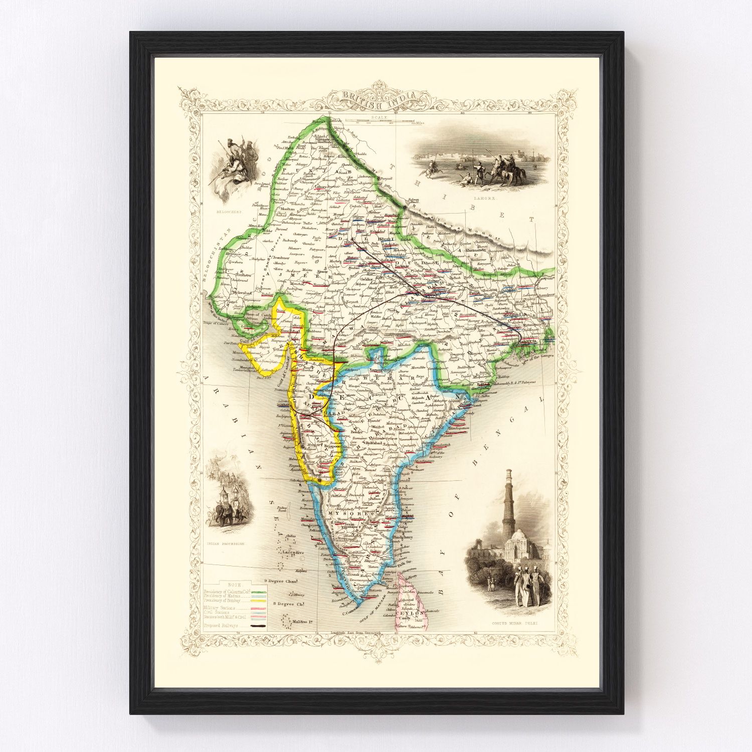 Vintage Map of British India 1851
