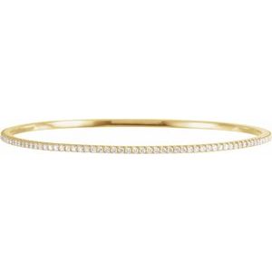 14K Yellow Gold 2 CTW Natural Diamond Stackable Bangle 8" Bracelet