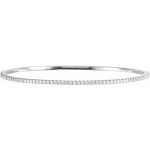 14K White Gold 2 CTW Lab-Grown Diamond Stackable Bangle 8" Bracelet