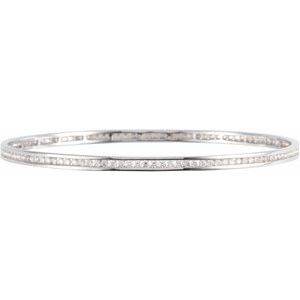 14K White Gold 2 1/4 CTW Natural Diamond Stackable Bangle 8" Bracelet