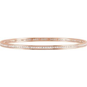 14K Rose Gold 2 1/4 CTW Natural Diamond Stackable Bangle 8" Bracelet – image 2